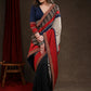 Designer Red & Black Cotton Silk Saree with Ajrakh Combination