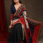 Designer Red & Black Cotton Silk Saree with Ajrakh Combination