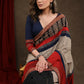 Designer Red & Black Cotton Silk Saree with Ajrakh Combination