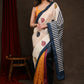 Bold Multicolor Block Print Pure Silk Saree