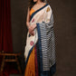 Bold Multicolor Block Print Pure Silk Saree