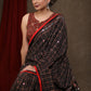 Beautiful Black Ajrakh Block Print Cotton Saree with Intricate Mirrorwork