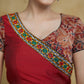 Stylish Maroon Angarkha  Cotton silk & Kalamkari Print Combination Blouse with Mirrorwork Detailing