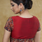 Stylish Maroon Angarkha  Cotton silk & Kalamkari Print Combination Blouse with Mirrorwork Detailing