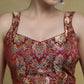 Standout Maroon Banarasi Sleeveless Blouse with Maroon Detailing