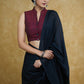 Graceful Maroon Mandarin Collar Sleeveless Blouse with Kalamkari Buttons and Kalamkari Back