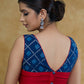 Trendy Blue Indigo Cotton and Maroon Cotton Silk Combination Sleeveless Blouse