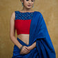 Trendy Blue Indigo Cotton and Maroon Cotton Silk Combination Sleeveless Blouse