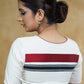 Cream Cotton Blouse with Maroon and Black Ikaat Detailing