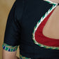 Black Cotton Silk Blouse with Green Gota Patti Lace, Madhubani Border and Smart Back