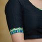 Black Cotton Silk Blouse with Green Gota Patti Lace, Madhubani Border and Smart Back