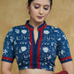 Smart Kantha Indigo Print Blouse with Maroon Detailing