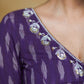 Standout Purple Cotton Ikaat Blouse with Elegant Handwork and Golden piping