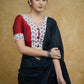 Exclusive Maroon Cotton Silk Blouse with Cream Floral Ajrakh Combination and Black Buttons