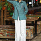 Trendy Cotton Textured Turquoise Casual Shirt with Elegant Embroidery on Pocket & Sleeves