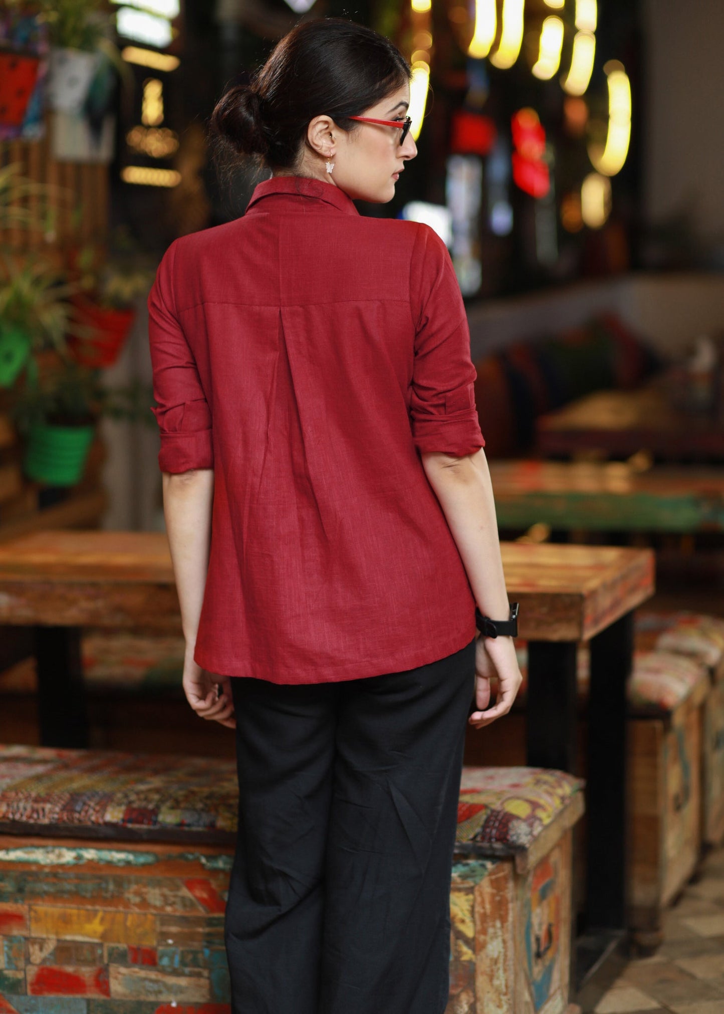 Simple Classy Cotton Maroon Shirt