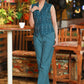 Exquisite Teal Cotton Ikat Waistcoat with Optional Pant