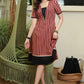 Trendy Maroon Striped Dress with V-Neck Detailing