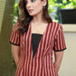 Trendy Maroon Striped Dress with V-Neck Detailing