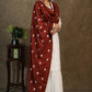 Maroon semi-silk dupatta with elegant embroidery