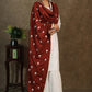 Maroon semi-silk dupatta with elegant embroidery