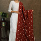 Maroon semi-silk dupatta with elegant embroidery