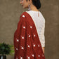 Maroon semi-silk dupatta with elegant embroidery