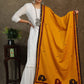 Beautiful mustard dupatta with Ajrakh elephant Applica work