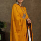 Beautiful mustard dupatta with Ajrakh elephant Applica work