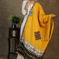 Elegant cotton mustard dupatta with exclusive hand painted Madhubani art and mirror work