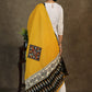 Elegant cotton mustard dupatta with exclusive hand painted Madhubani art and mirror work