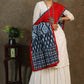 Exclusive red cotton dupatta with Indigo combination