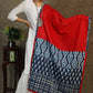 Exclusive red cotton dupatta with Indigo combination