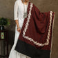 Red and black Ikkat combination dupatta with intricate embroidery