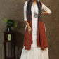 Exclusive maroon lines cotton dupatta with blue Ajrakh combination