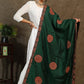 Bottle green satin dupatta with ajrakh Applic work