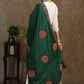 Bottle green satin dupatta with ajrakh Applic work