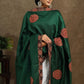 Bottle green satin dupatta with ajrakh Applic work