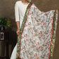 White print dupatta with green Banarasi border