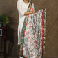 White print dupatta with green Banarasi border