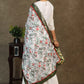 White print dupatta with green Banarasi border