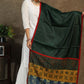 Satin green dupatta with exclusive Ajrakh combination