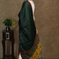 Satin green dupatta with exclusive Ajrakh combination