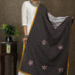 Black Ajrakh dupatta with white flower Applic