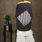 Black Ajrakh dupatta with white flower Applic