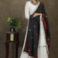 Black Ajrakh dupatta with delicate embroidery