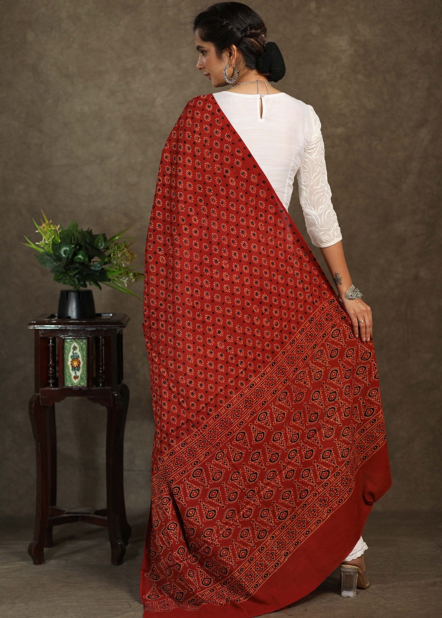 Exclusive Red cotton Ajrakh dupatta