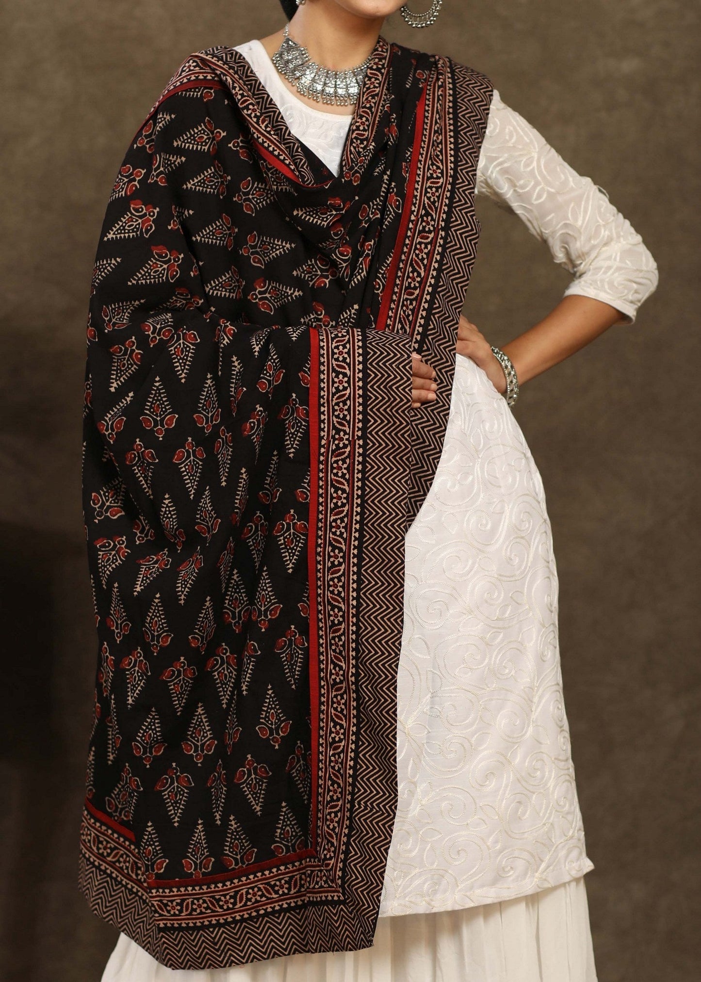 Beautiful black Ajrakh dupatta