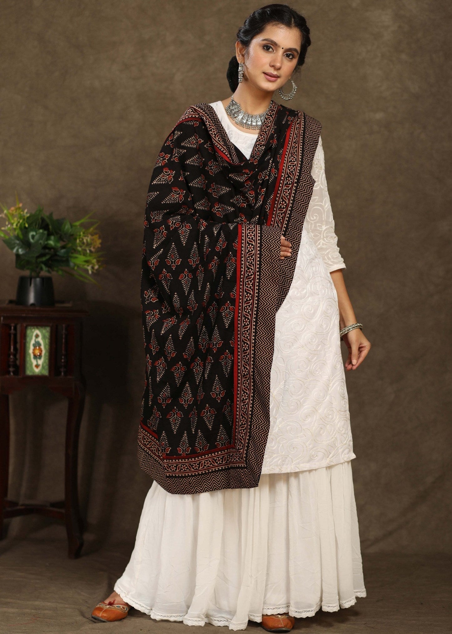 Beautiful black Ajrakh dupatta