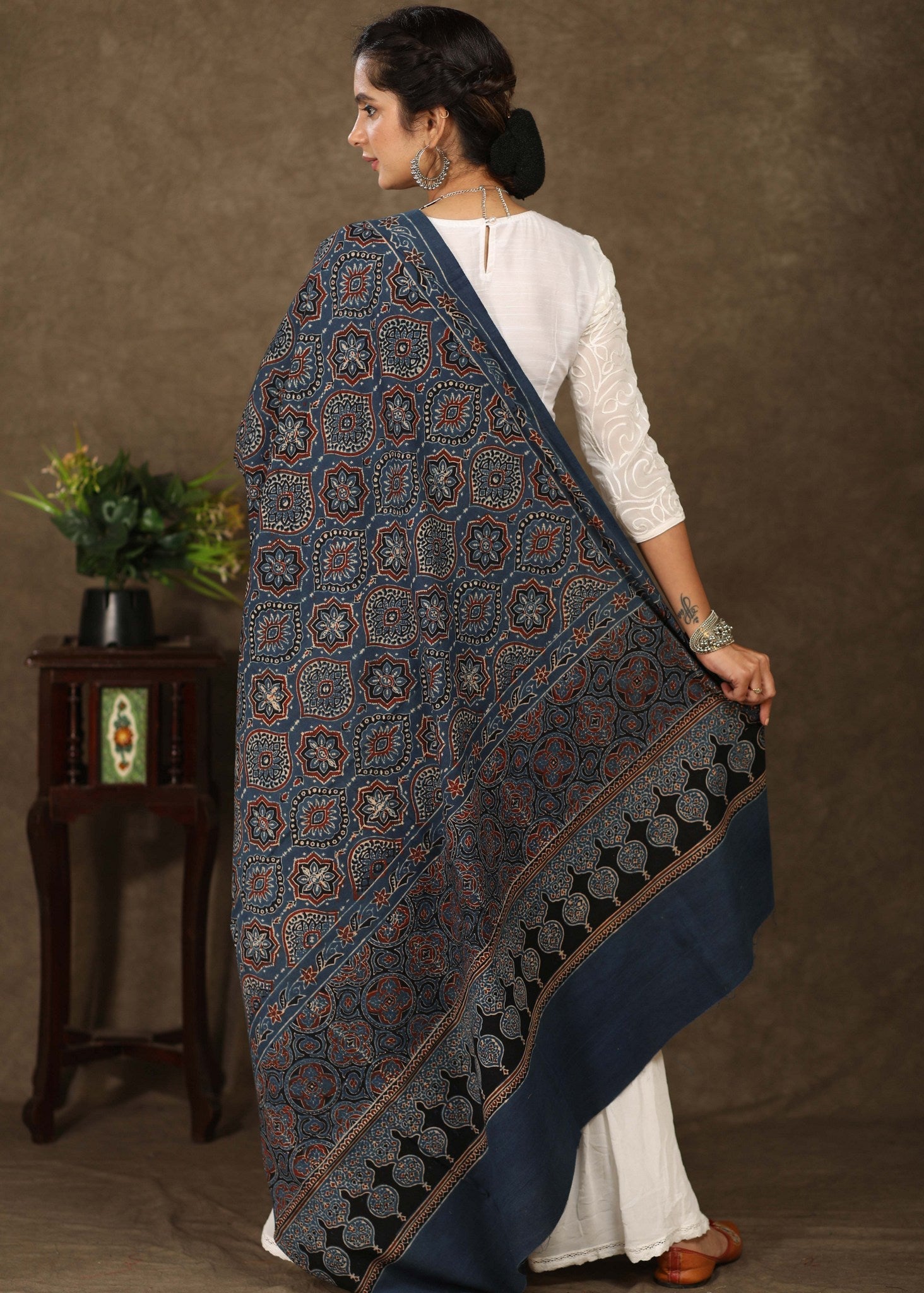 Blue exclusive Ajrakh cotton dupatta